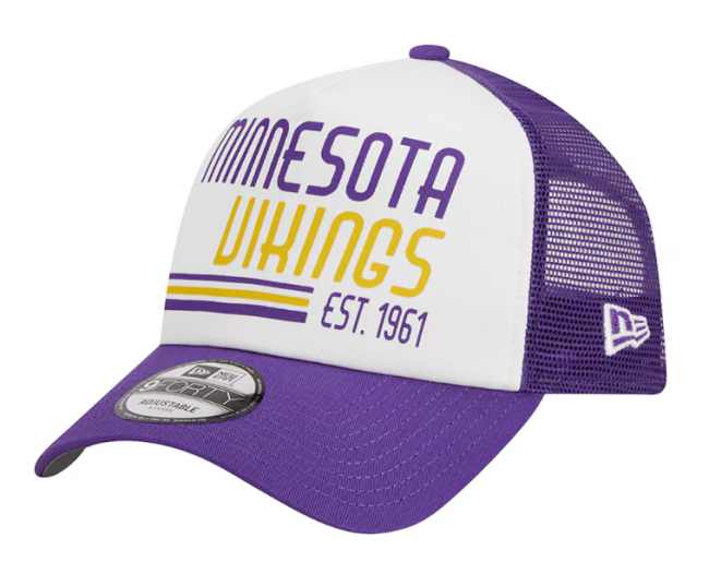 New Era Purple Minnesota Vikings Stacked A-Frame Trucker 9FORTY Adjustable Hat - Image 2