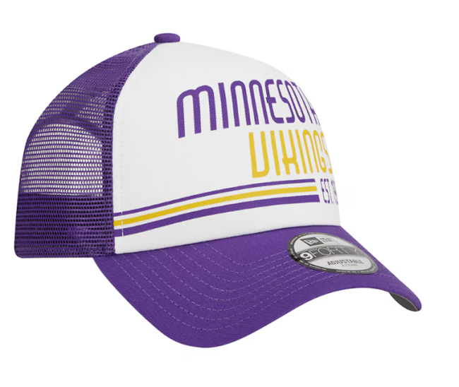 New Era Purple Minnesota Vikings Stacked A-Frame Trucker 9FORTY Adjustable Hat - Image 3